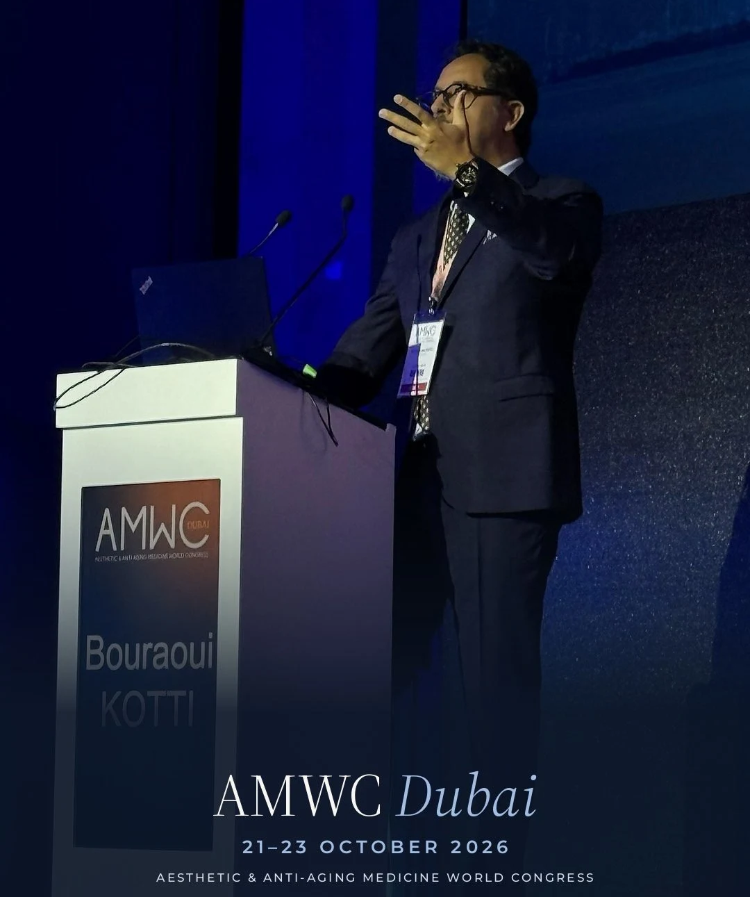 Dr. Bouraoui Kotti speaking at AMWC Dubai 2026